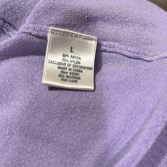 Purple Cardigan Sweater with Three Quarter Sleeves - Picture 4 of 5